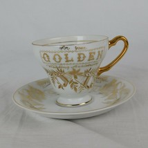Norcrest 50th Golden Wedding Anniversary Fine China Tea Cup &amp; Saucer #C-237 - £11.64 GBP