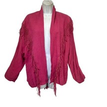 tienda ho tassel Fringe pink Hand Woven western lagenlook Open Front Swe... - £26.76 GBP