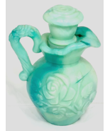 Avon Jadite Green Rose Moonwind Milk Glass Pitcher w Rose Bottle Stopper... - $20.27 CAD