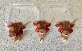Three Scottish Highland Longhorn Cow Candy Fillable Ornaments - £5.19 GBP
