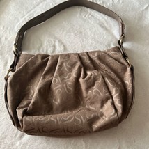 Simply Vera VERA WANG Taupe Pleated Hobo Handbag Magnetic Closure Monogr... - $16.88