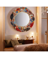 21&quot; Multi-Agate Handmade Wall Mirror | Luxury Elegance for Home &amp; Office... - $551.80