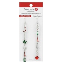 Green Red White &amp; Sliver Christmas Dangly Jingle Bells Earring - £15.79 GBP