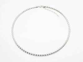 Milor 3mm Open Mesh Tube Design Collar Necklace w/Extender Chain 14k White Gold - £582.69 GBP