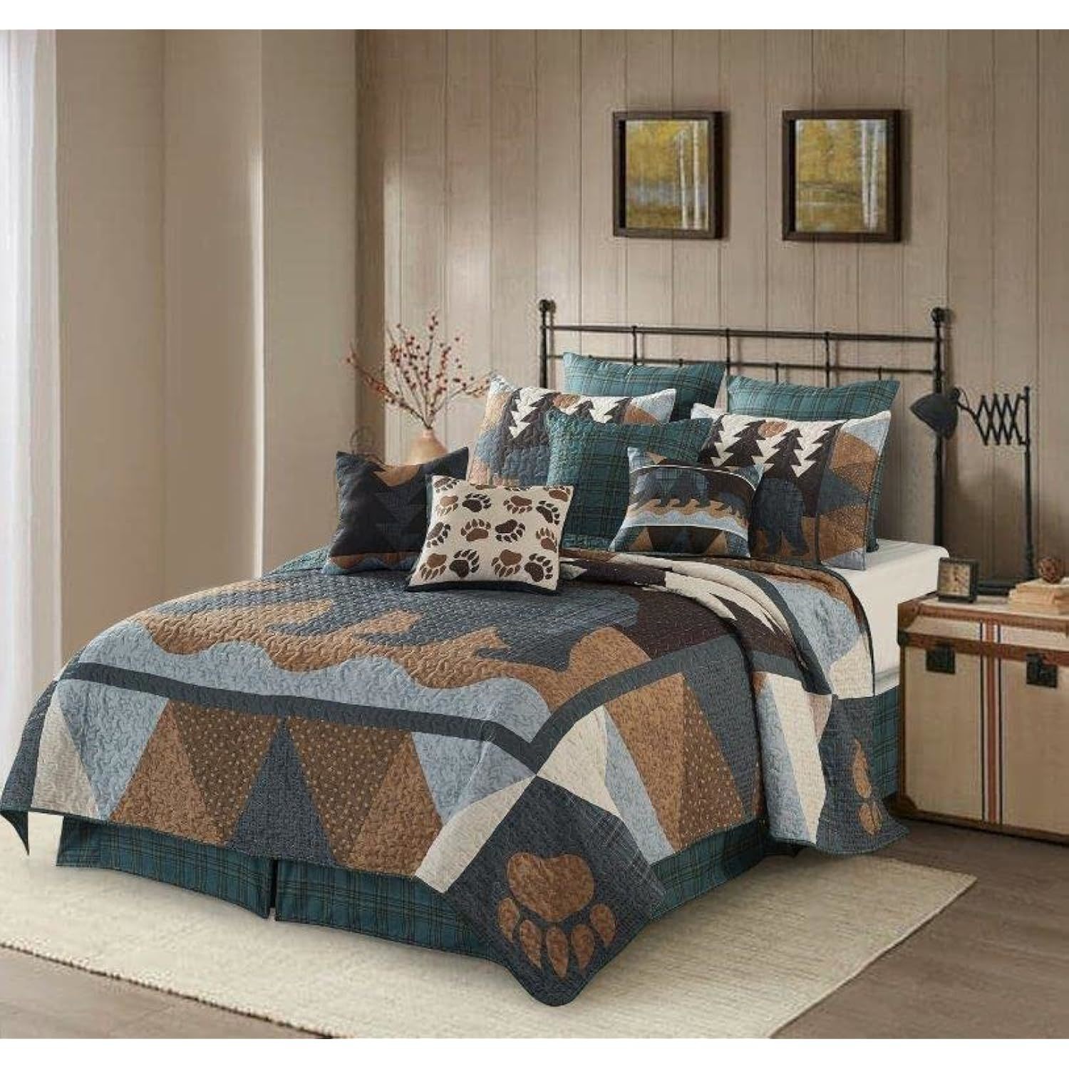 2 Piece Full/Queen Lodge Quilt Bedding Set - Rustic Country Reversible Comforter