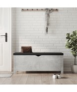 vidaXL Storage Box Concrete Grey Engineered Wood, Faux Leather Medium - $366.59 CAD