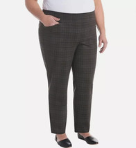 Dalia Women&#39;s Plus Size 2X Charcoal Plaid Tummy Control Panel Ponte Pant... - £8.85 GBP