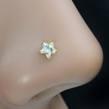 Tiny Gold Nose stud star shape CZ 14K Ethnic Indian Piercing Screw Nose stud - £19.29 GBP