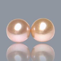 Pair of 5A Grades 18 Carat 10.5 - 11mm Natural Purple Pink Round Edison Pearls - $130.43