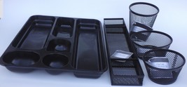 OFFICE DESK TRAY CUP ORGANIZERS Steel Mesh Plastic Black Silver, SELECT:... - £2.32 GBP+