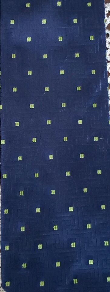 Perry Ellis Portfolio ~ 100% Silk ~ 58&quot; Handmade Necktie ~ Navy w/Green ... - $14.96