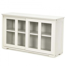 Sideboard Buffet Cupboard Storage Cabinet with Sliding Door-Cream White - $164.22