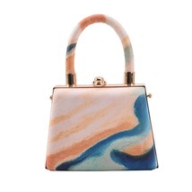 Watercolor Painting Pattern Box Shape Purses and Handbags Women Fashion Party Cl - £30.02 GBP