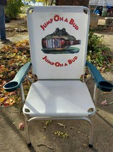 Vintage Budweiser Canvas Lawn Chair Metal Frame Jump on a Bud Frog - £110.35 GBP