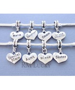 Family Heart Silver Tone Fits European Charm Bracelet / Necklace C106 - £3.18 GBP