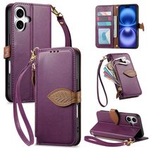 Case for iPhone 16 Pro Max (Color: Purple)  leaf magnetic Leather Flip ... - $60.99