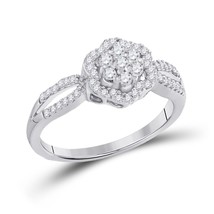 Diamond Engagement Flower Ring 10k White Gold 1/3cttw - £382.36 GBP