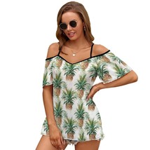 Mondxflaur Pineapple T Shirts for Women Short Sleeve Spaghetti Strap Top... - $22.99