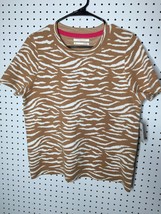 NWT By Anthropologie Sweater Tee Brown Animal Print Size S Small - £38.77 GBP