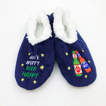 Snoozies Men&#39;s Slippers Don&#39;t Worry Beer Happy Large 11/12 Navy Blue - £11.66 GBP