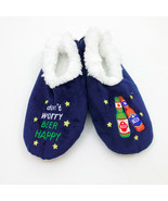 Snoozies Men&#39;s Slippers Don&#39;t Worry Beer Happy Large 11/12 Navy Blue - £11.67 GBP