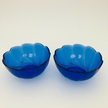 2 Arcoroc France Cobalt Blue 5 inch Dessert Cereal Bowls Spiral Sides Sc... - £10.98 GBP