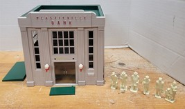 Vtg Plasticville Bank Green/Gray with Beige People Railroad Model Train Display - £22.45 GBP