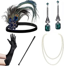 1920s Flapper Accessories Gatsby Costume Accessories Set 20s Flapper Headband Pe - $46.65