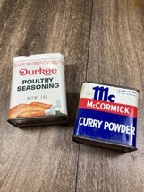 Vintage Spice Tins Durkee McCormick Curry Powder/Poultry Seasoning - £10.38 GBP