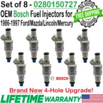 NEW Genuine 8Pcs Bosch 4-Hole Upgrade Fuel Injectors for 1987 Ford F-150 4.9L I6 - £348.17 GBP
