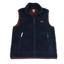 LL BEAN Mens Mountain Pile Sherpa Fleece Zip Vest Navy Blue Size Medium ... - $39.59