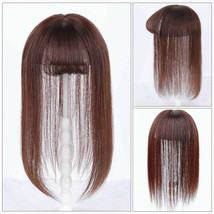  Women Thin Genuine Human Hair Topper Toupee Clip in Top Hairpiece with Air Bang - £16.17 GBP+