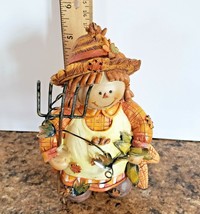 Lady Autumn Scarecrow Figurine with Pitchfork and Ears of Corn Polystone - $9.89