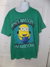 Despicable Me Green Who&#39;s Awesome Short Sleeve Shirt Size S Boy&#39;s Euc - £11.64 GBP