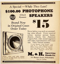 1931 RCA Photophone Speakers Advertisement M&amp;H Sporting Goods Philly VTG... - $28.01 CAD