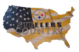 Pittsburgh Steelers Country NFL USA Map Team Color Flag Wall Hanging Sign 18" L - £22.94 GBP