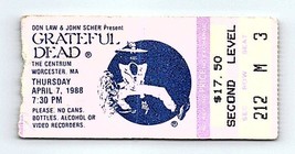 Grateful Dead Mail Order Concert Ticket Stub April 7 1988 Worcester MA - £28.41 GBP