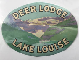 Vintage Deer Lodge Lake Louise Alberta Canada Banff National Park Oval Label - £7.13 GBP