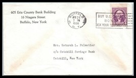 1936 US Cover - Buffalo, New York to Catskill Savings Bank, Catskill, NY N18  - £1.97 GBP