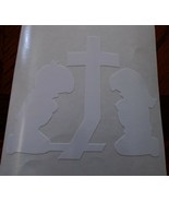 Boy and Girl at cross - Vinyl Sticker - 5 x 7 inches - Praying at cross - $6.77 CAD