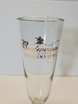 Budweiser Millennium Beer Glass Pilsner Glass Globe Pedestal Gold Rim - £6.92 GBP