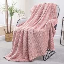 Exclusivo Mezcla Large Flannel Fleece Throw Blanket, Soft Jacquard Weave Leaves - £23.91 GBP