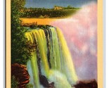 Horseshoe Falls at Night Niagara Falls NY New York UNP Linen Postcard T20 - $1.93