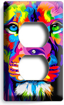 Colorful African Lion Wild Abstract Art Outlet Wall Plate Covers Room Home Decor - £8.01 GBP
