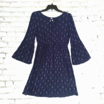 Mudd Dress Womens Small Blue Floral Long Flare Sleeve V Neck Boho Hippie... - £19.66 GBP