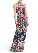 Eliza J EJ7-4630 Floral Halter Chiffon Maxi Dress SZ 6 Multicolor - £75.74 GBP