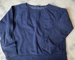 J. Crew Women&#39;s Long Sleeve Crewneck Sweatshirt Size large Blue Pocket F... - £19.62 GBP