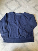 J. Crew Women&#39;s Long Sleeve Crewneck Sweatshirt Size large Blue Pocket F... - £19.62 GBP
