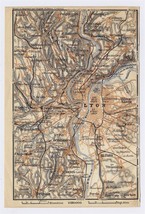 1914 Original Antique Map Of Vicinity Of Lyon / RHONE-ALPES / France - £16.76 GBP
