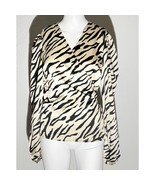 VICI Zebra Print Satin Wrap Blouse | Long Sleeve Surplice Top | Size Small - $397.06 MXN
